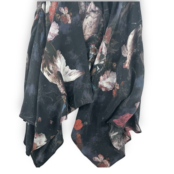 AllSaints Lost Game Racer Vest tank top bird floral All Saints size 8 100% silk - Picture 3 of 10